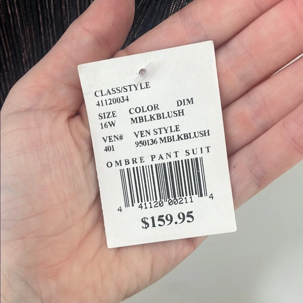 NWT David's Bridal Onyx Crinkled Ombre Plus Size Three-Piece Pantsuit - Picture 12 of 15